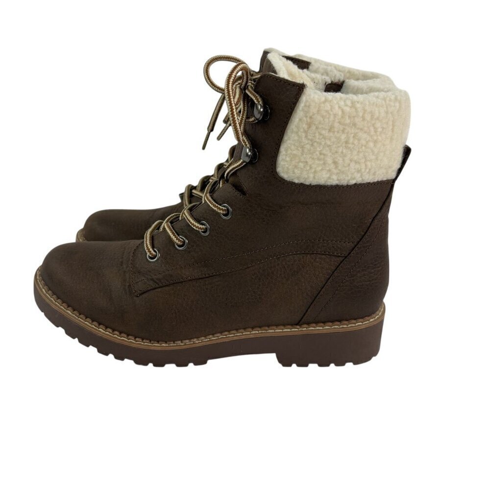 Magellan Outdoors Faux Suede Fur Lined Lace-Up Boots – Brown, Size 10M - Picture 2 of 13